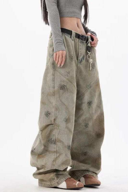 Distressed Wide Leg Loose Jean