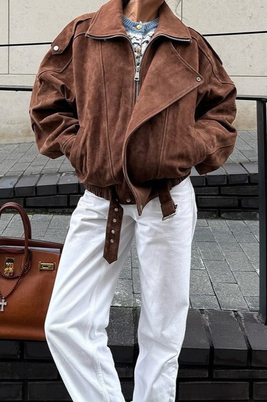 Loose Fit Brown Vintage Coat