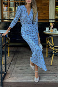 Slim Waist V Neck Graceful Floral Dress