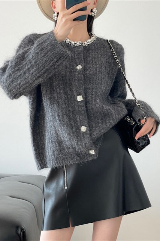 V-Neck Slim Knit Cardigan