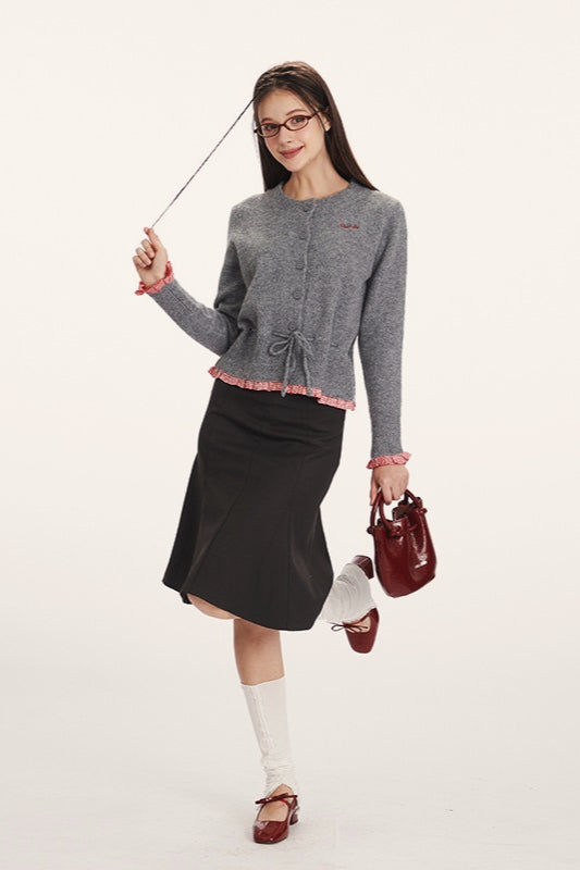 Paneled Waist-Slim Knit Cardigan