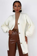 V-Neck Loose Long Knit Cardigan