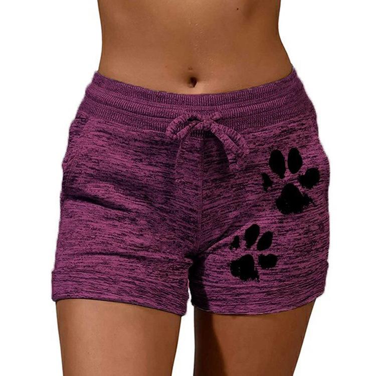 Paw Print Yoga Elastic Waist Short