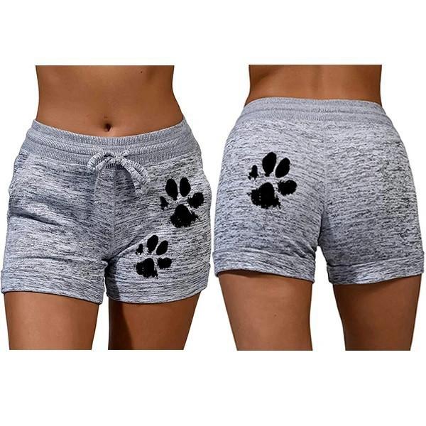 Paw Print Yoga Elastic Waist Short