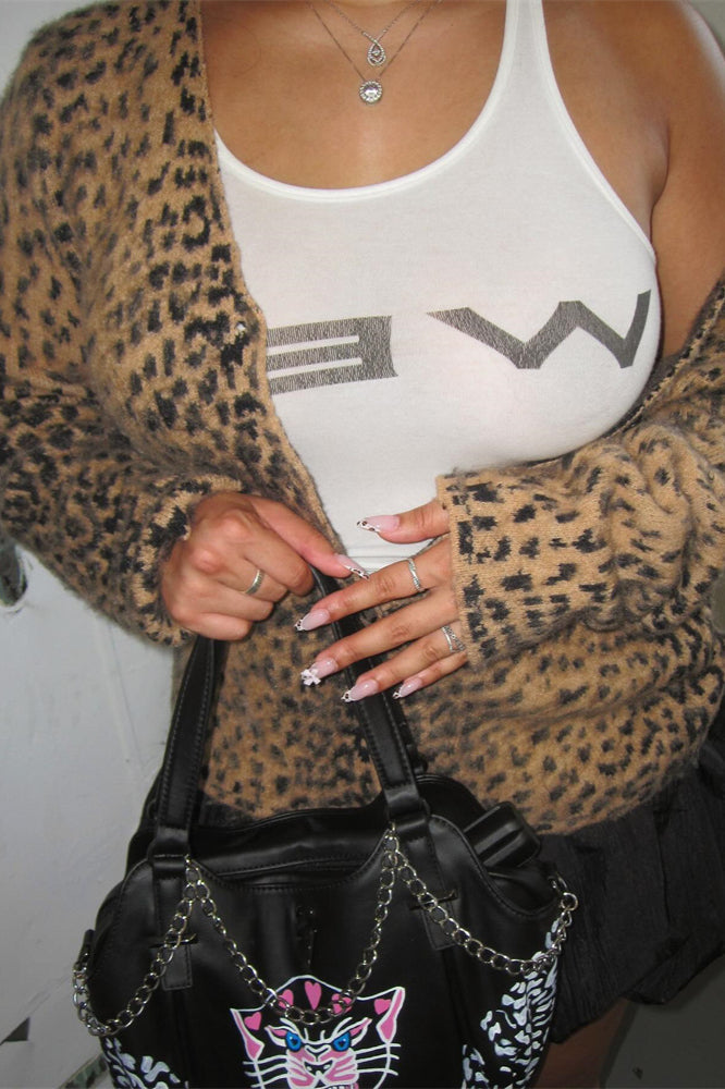 Plush Mohair Animal Print Cardigan