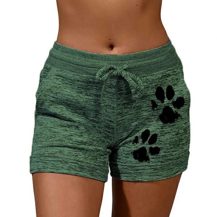 Paw Print Yoga Elastic Waist Short