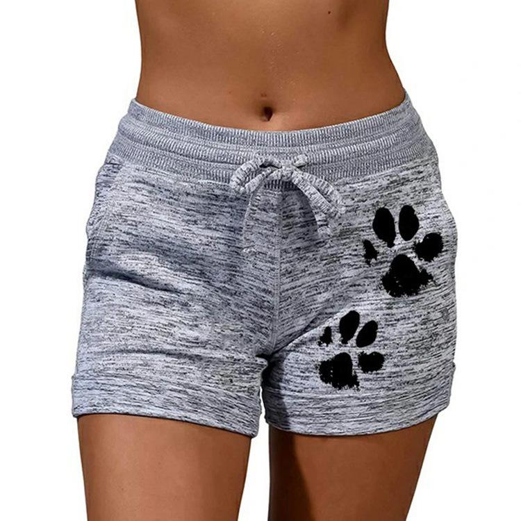 Paw Print Yoga Elastic Waist Short