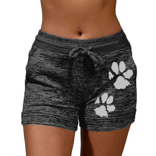 Paw Print Yoga Elastic Waist Short