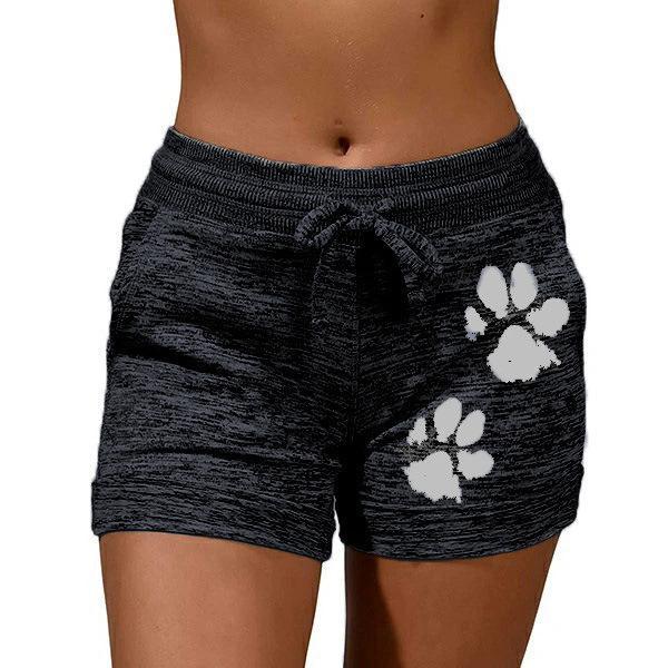 Paw Print Yoga Elastic Waist Short