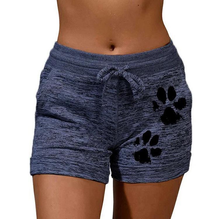 Paw Print Yoga Elastic Waist Short