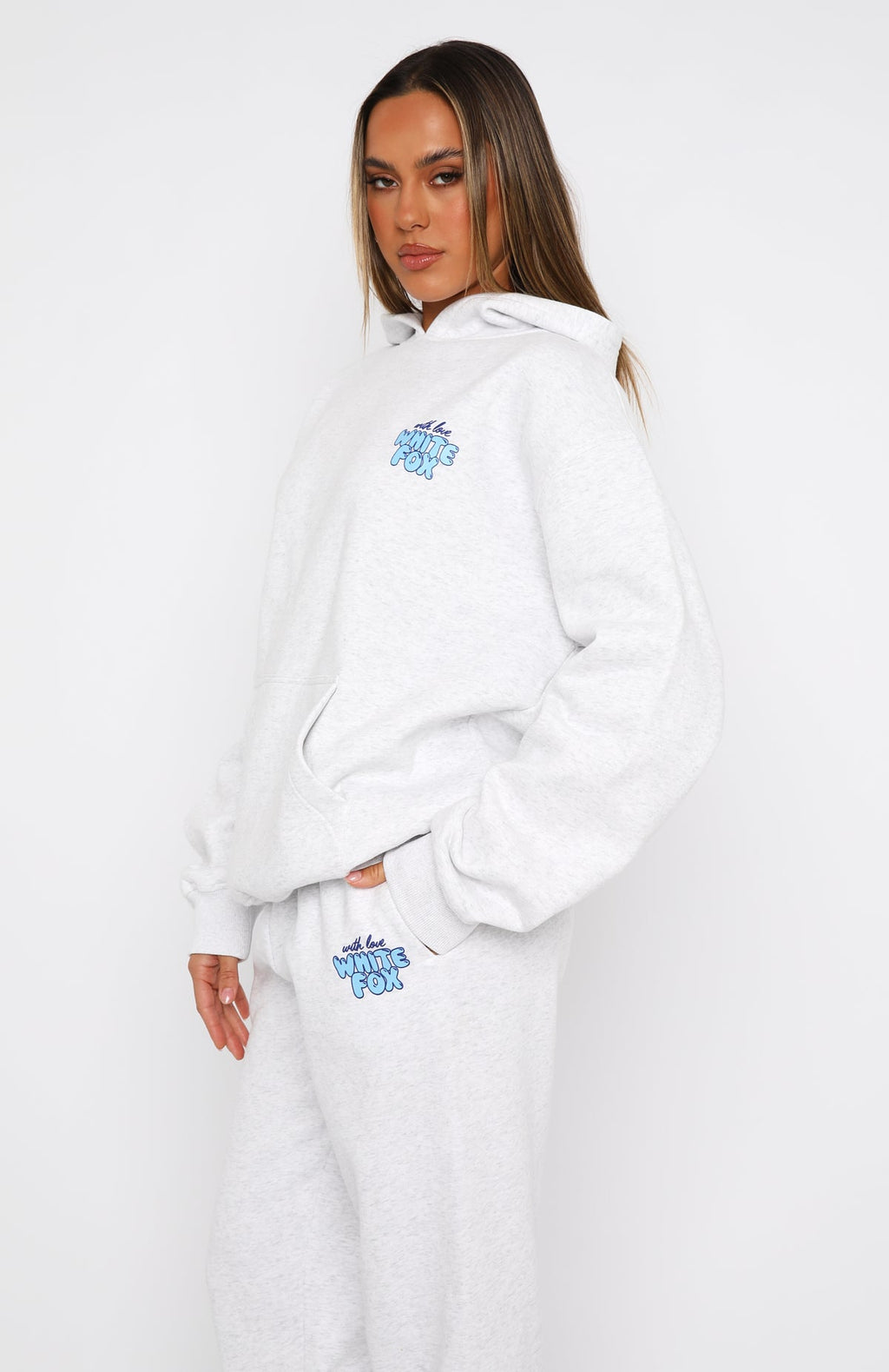 With Love Always Oversized Grey Marle Hoodie