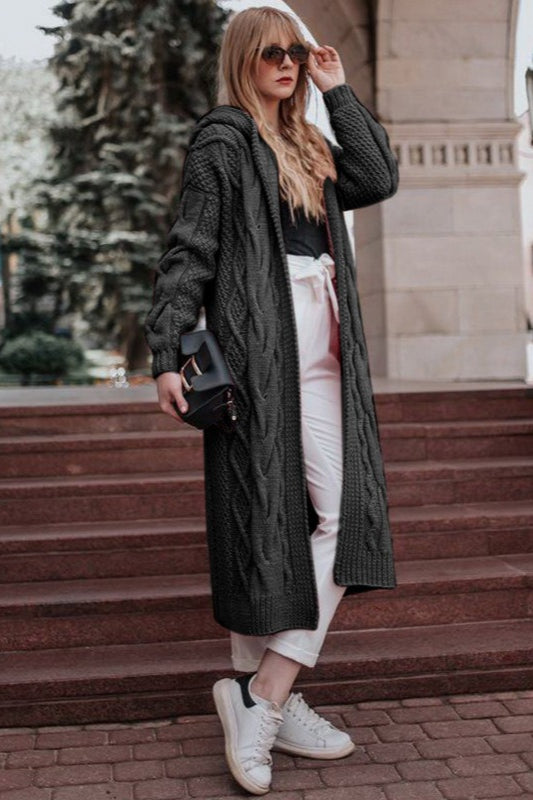 Solid Hooded Knit Sweater