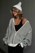 Retro Colorblock Relaxed Zip Knit Cardigan