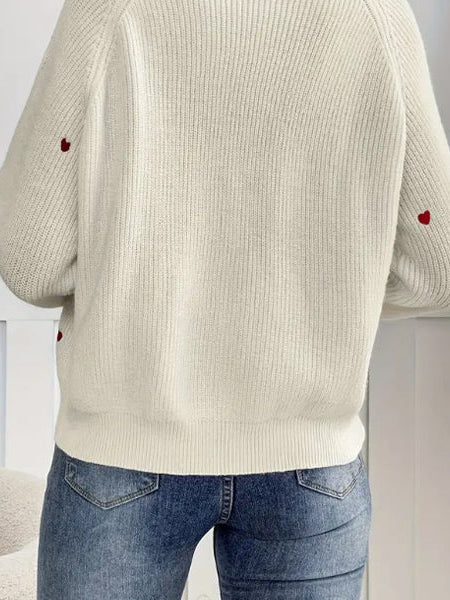 Heart Stitch V-Neck Knit Cardigan