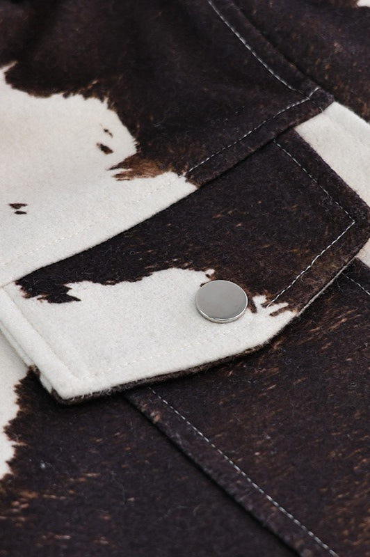 Trendy Asymmetrical Print Mini Coat