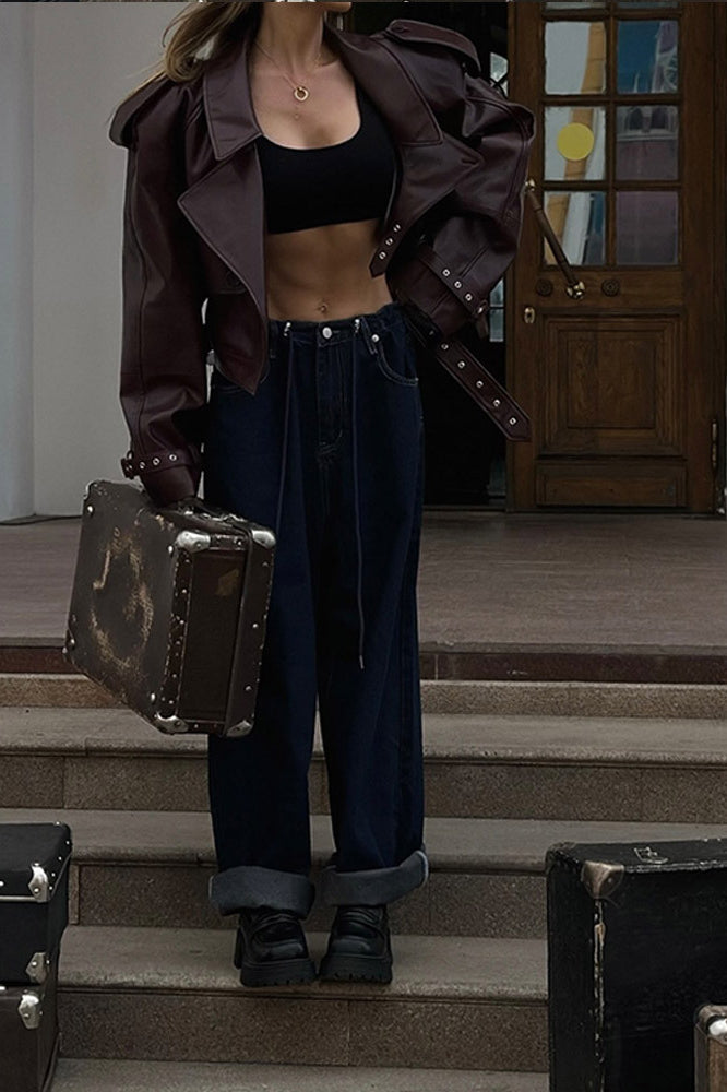 Burgundy Retro Moto Coat