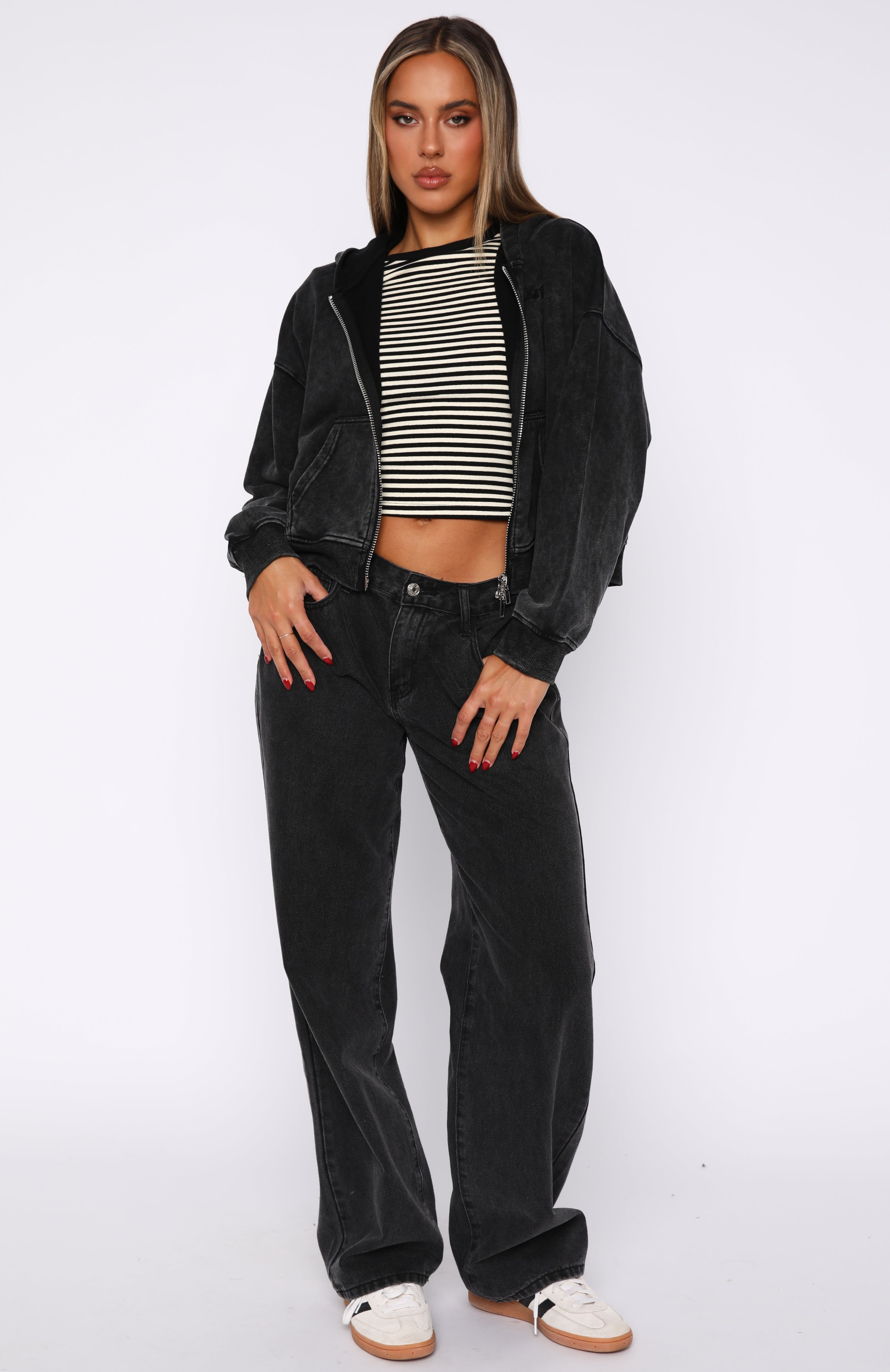 Hard To Remember Zip Washed Black Hoodie