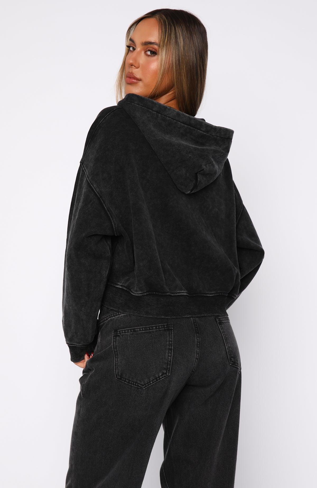Hard To Remember Zip Washed Black Hoodie