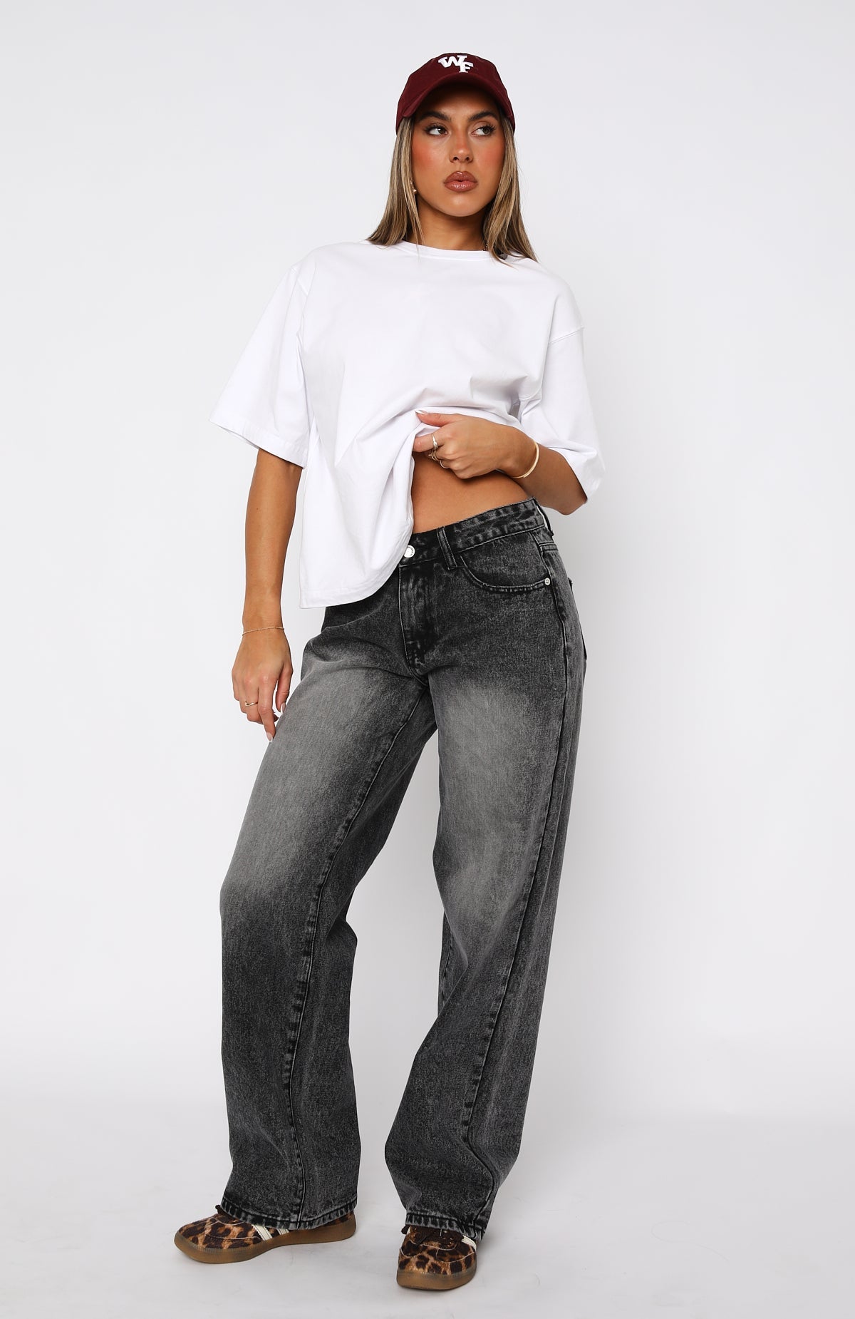 Low Rise Grey Acid Wide Leg Jean