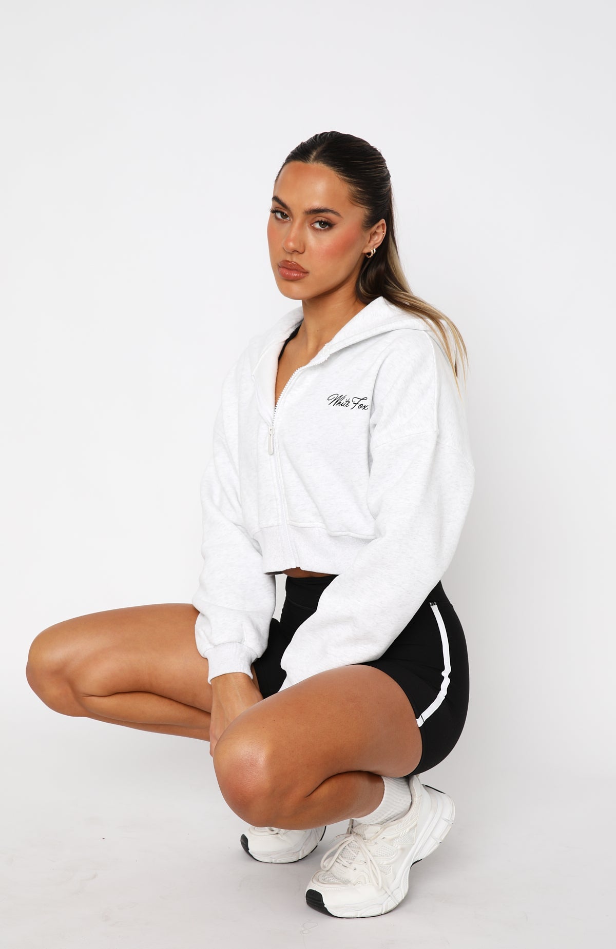 Stepping Out Cropped Grey Marle Hoodie