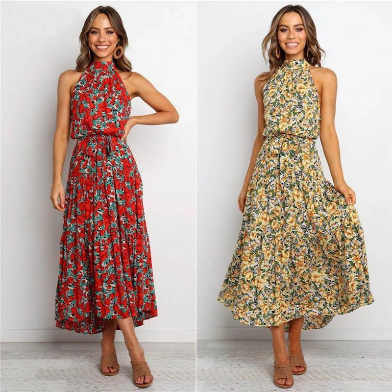 Boho Off Shoulder A-Line Sash Maxi Dress