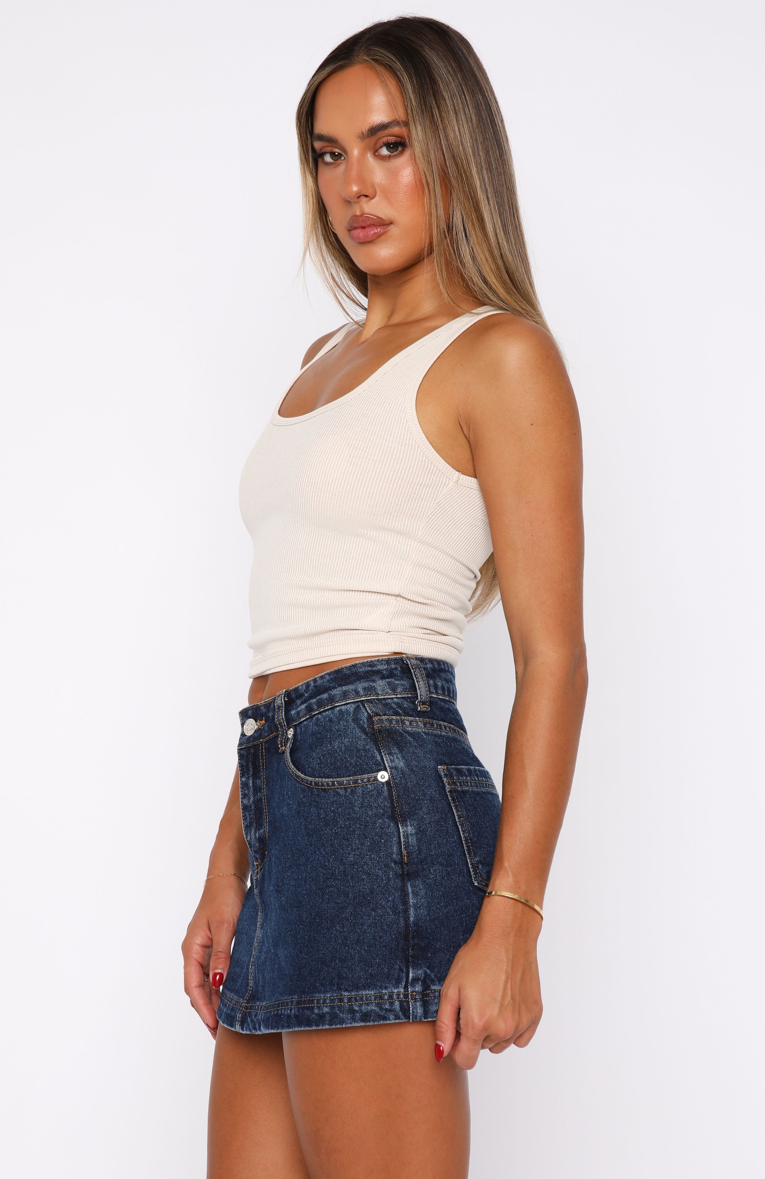 Dark Blue Denim Skort Short