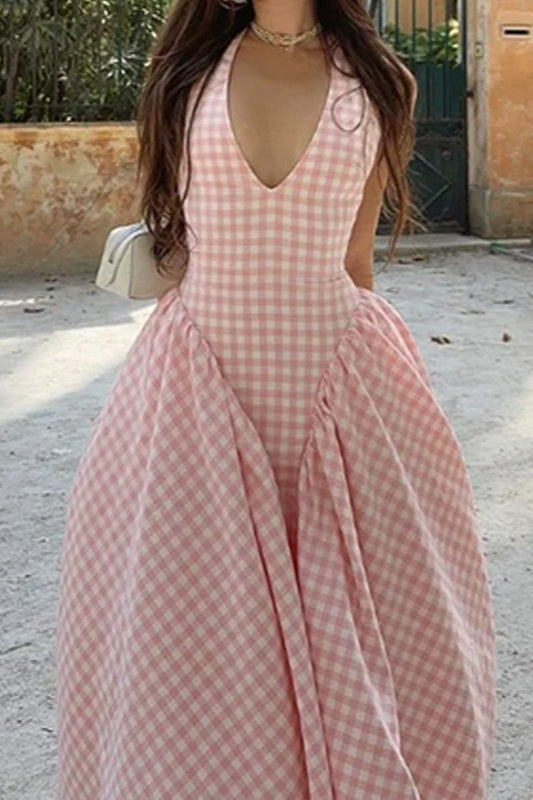 Graceful Waist-Pleated Maxi Dress