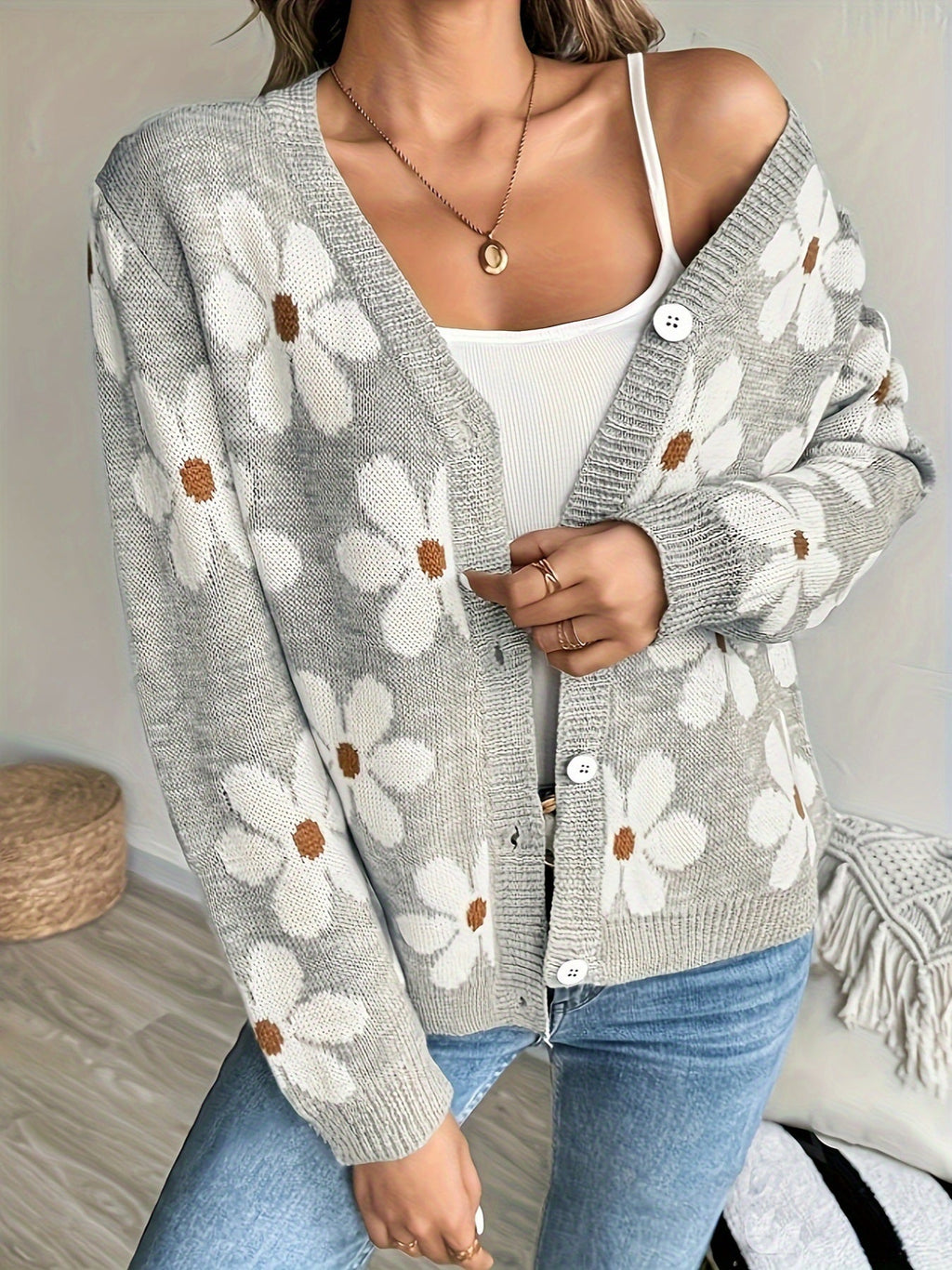 Tailored Long-Sleeve Knit Cardigan