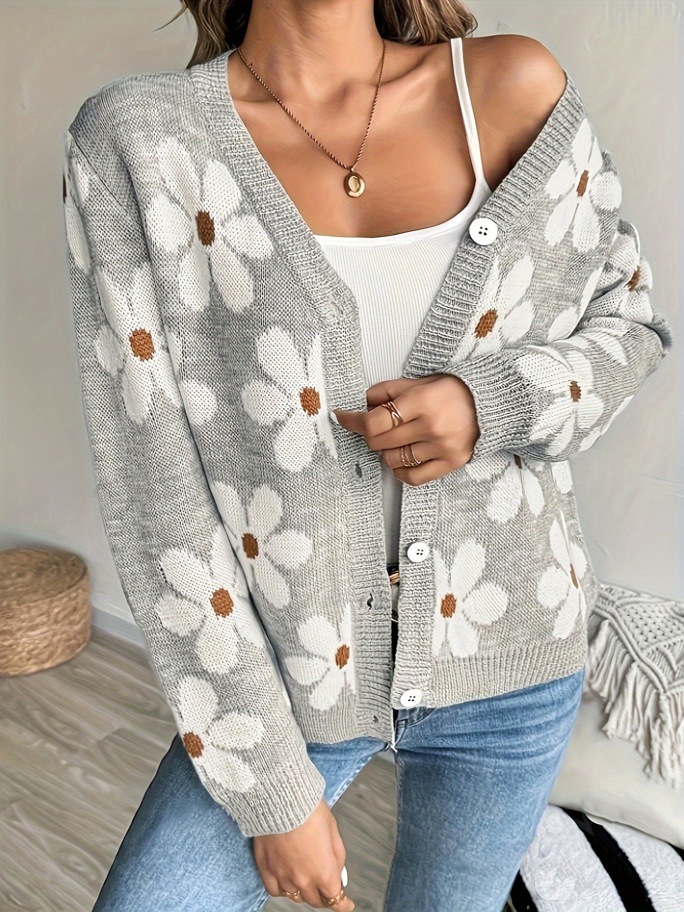 Tailored Long-Sleeve Knit Cardigan