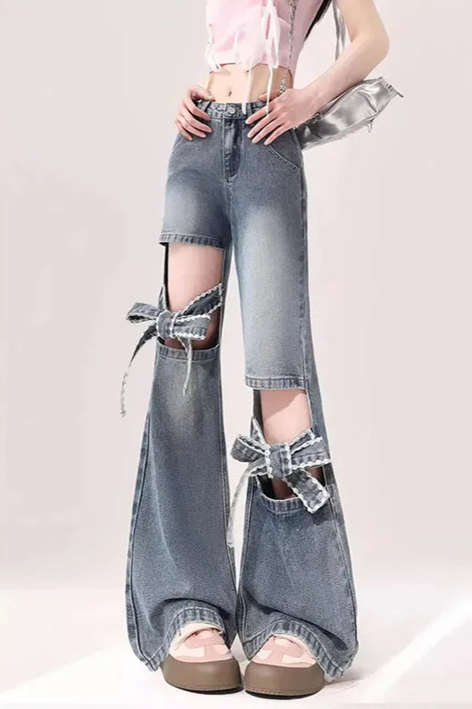 Slim Fit Bow Flare Jean