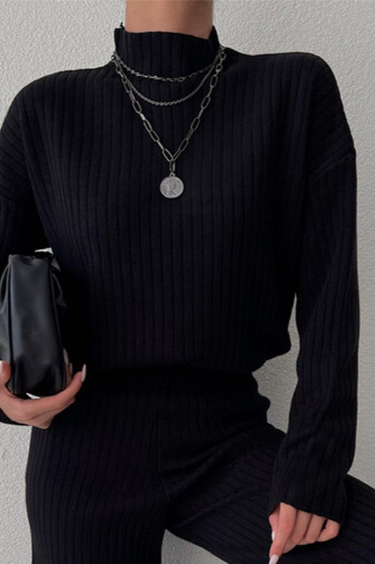 Elegant High Neck Knit Sweater