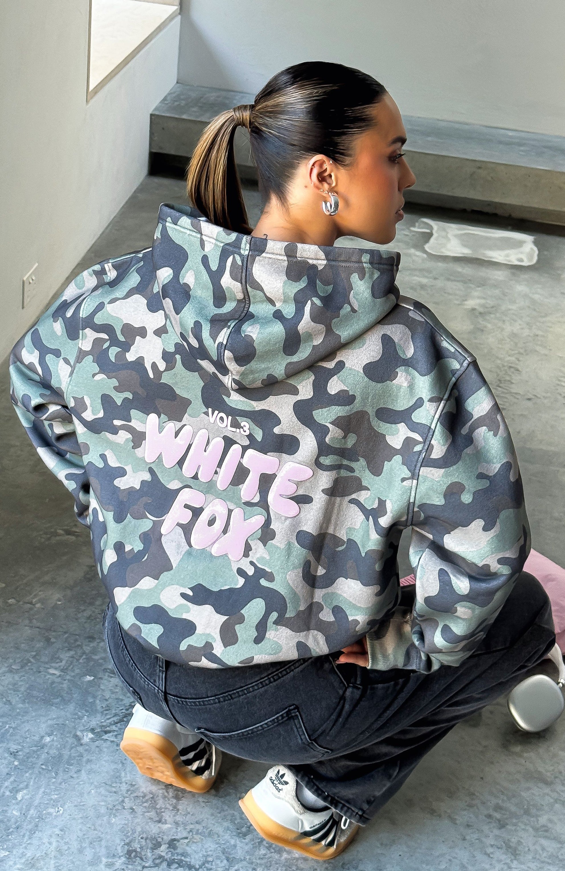 Offstage Printed Oversized Washed Camo Hoodie