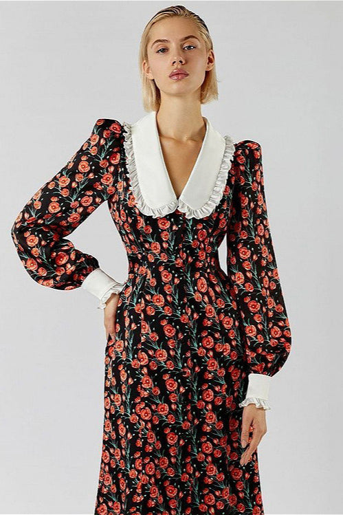 Cinched Waist Stylish Floral Dress