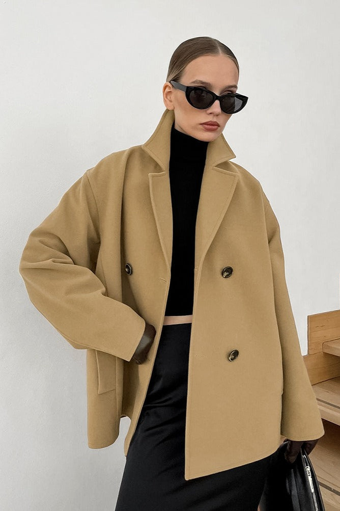 Retro Wool Blend Midi Coat
