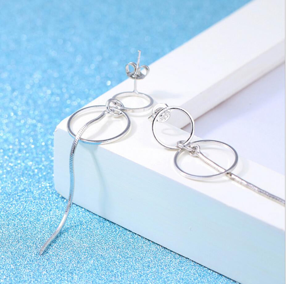 Double Circle Tassel Dangle Earring