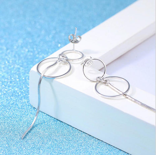 Double Circle Tassel Dangle Earring