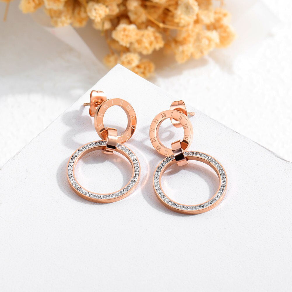 Roman Numeral Crystal Earring