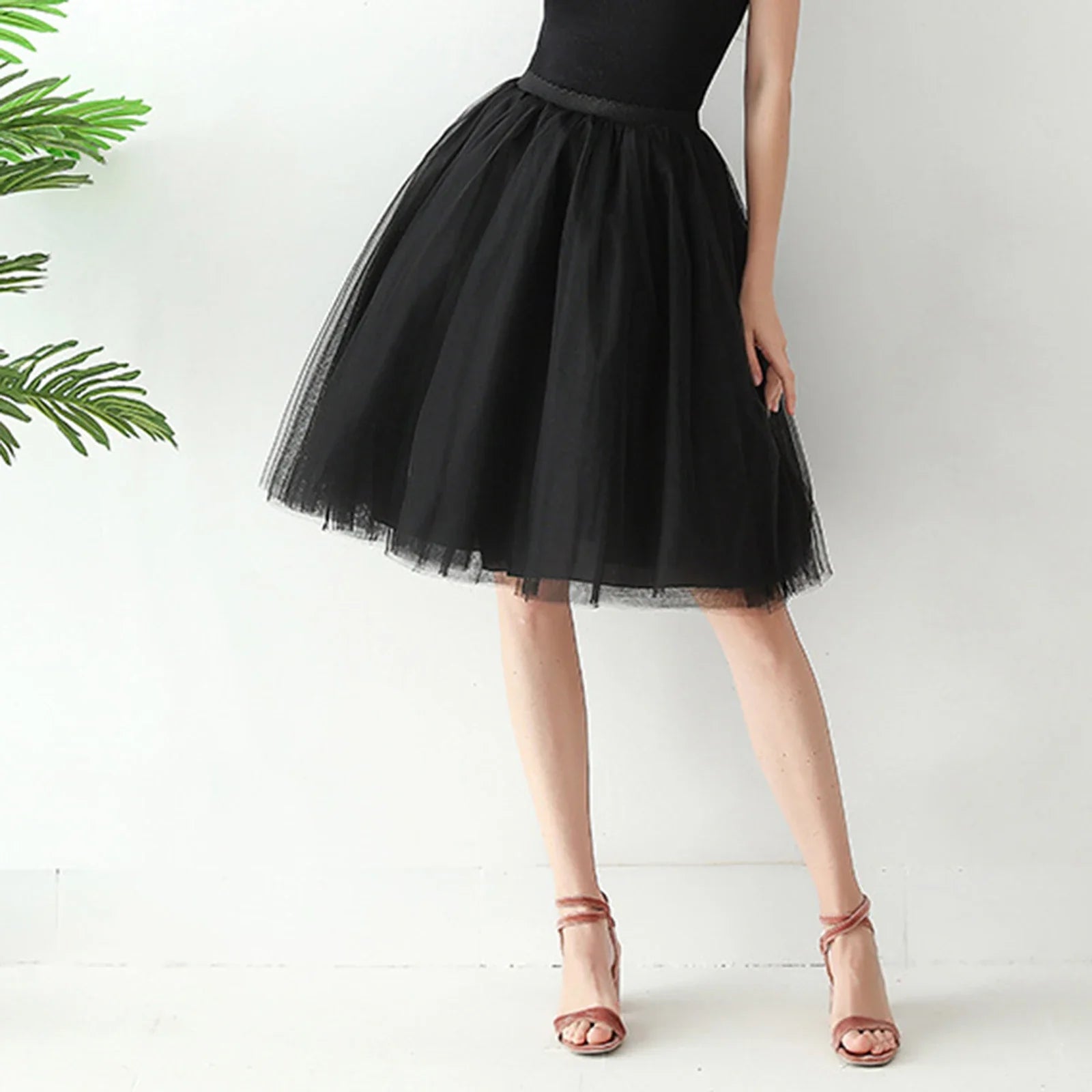 Denim Workwear Draw Pleat Elastic Casual Skirt