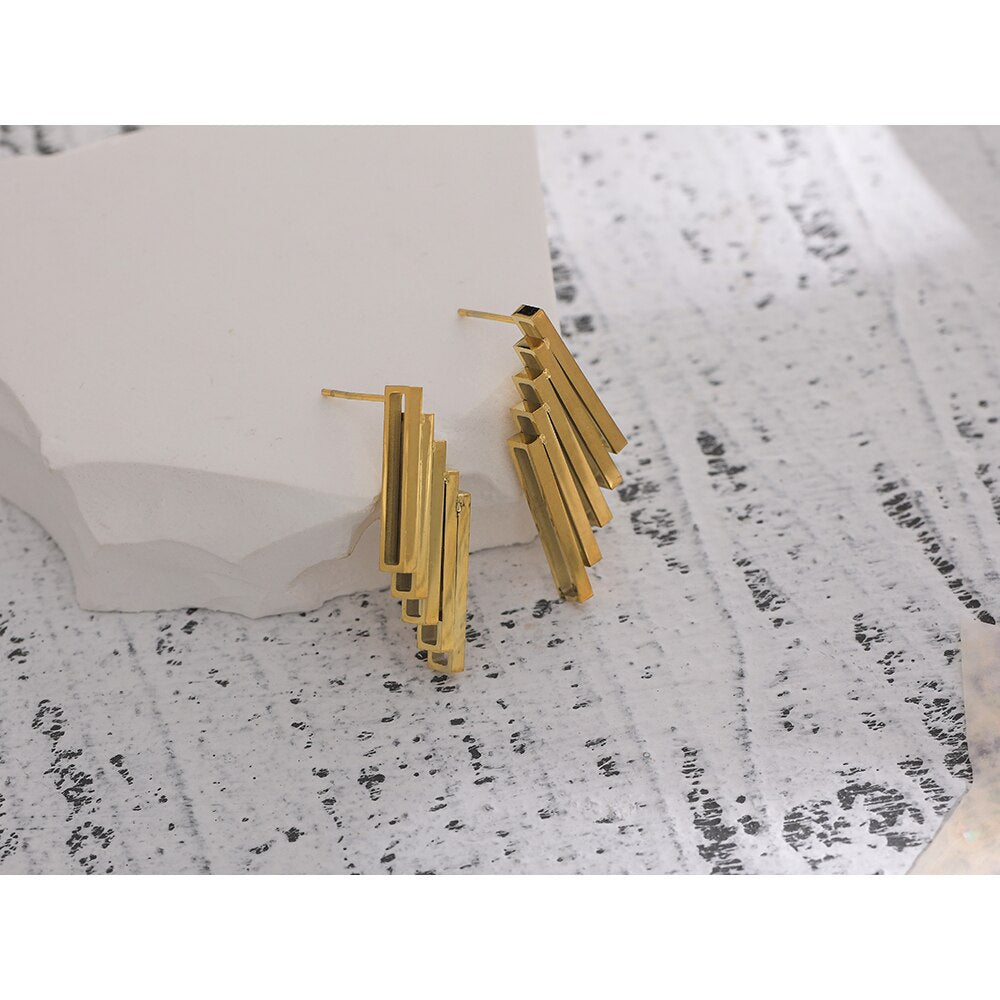 Modern Geometric Harp Earring