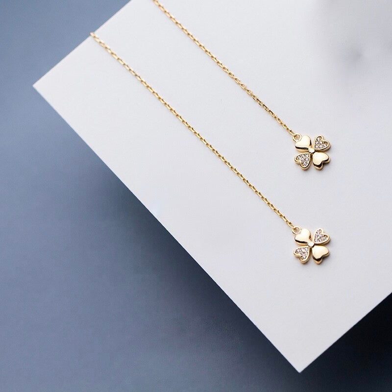 Four Leaf Clover Threader Earring