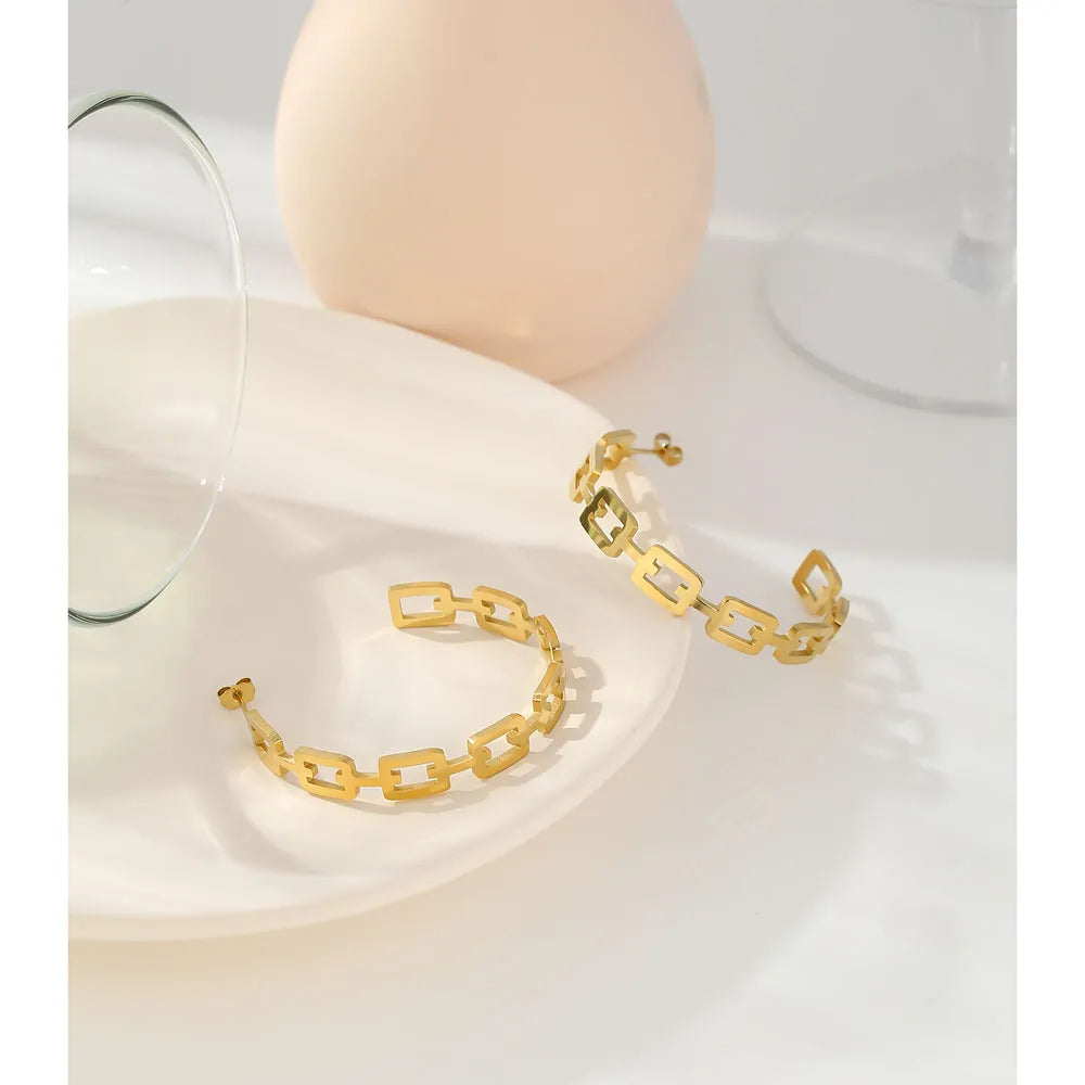 Boxy Chain Hoop Metal Earring