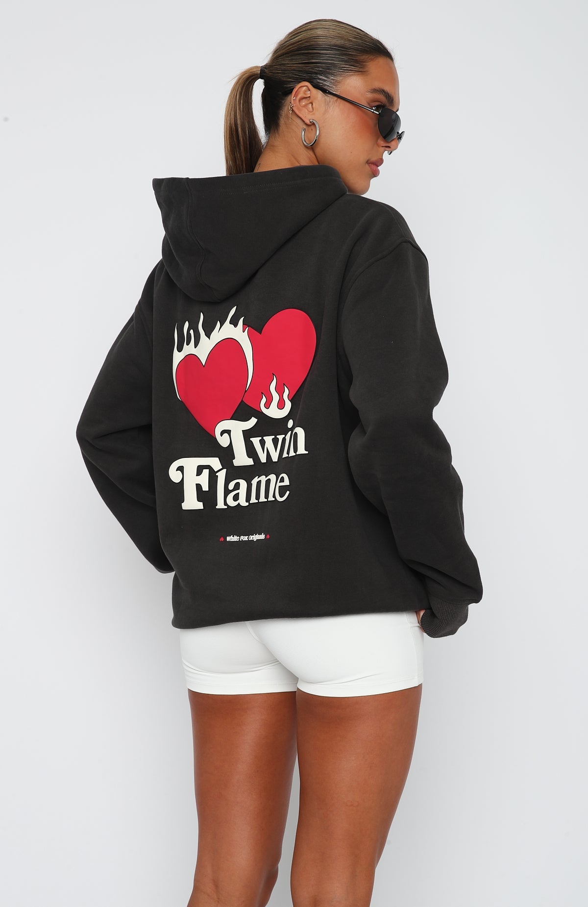 Twin Flame Oversized Charcoal Hoodie