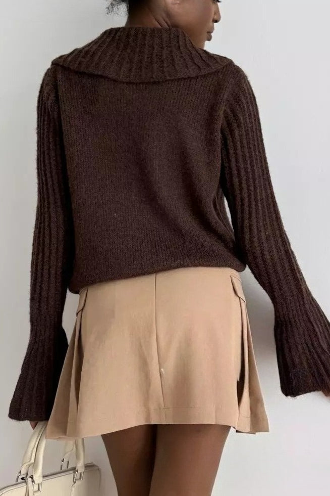 Chic Polo Bell Sleeve Sweater