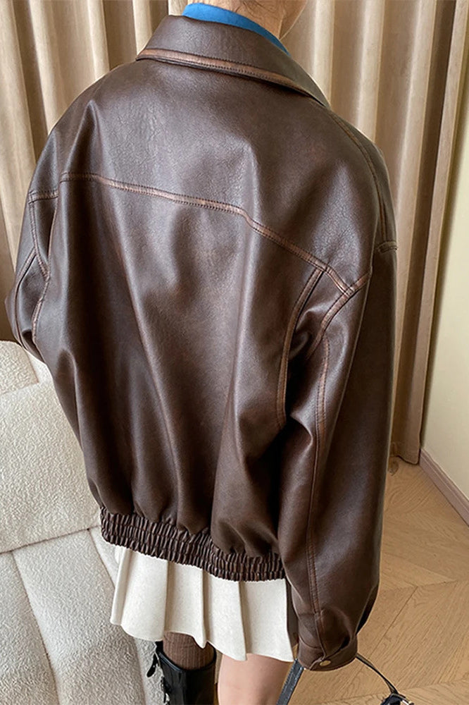 Retro Modern Oversized Leather Coat