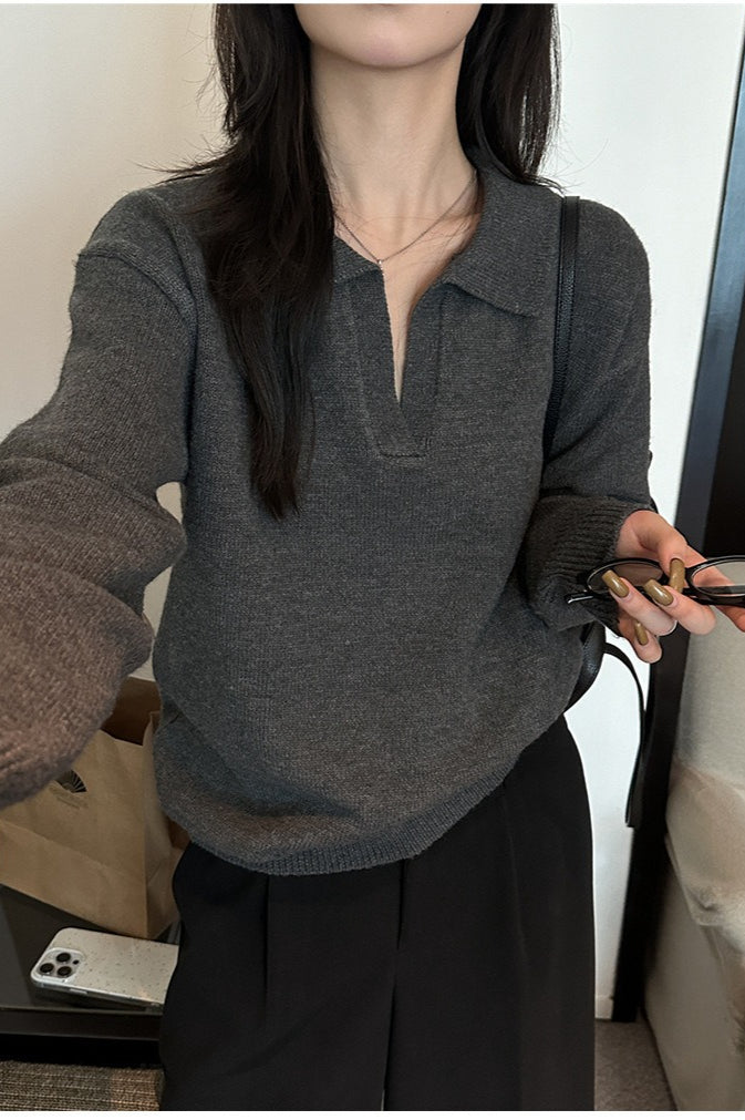 Relaxed Polo Style Sweater