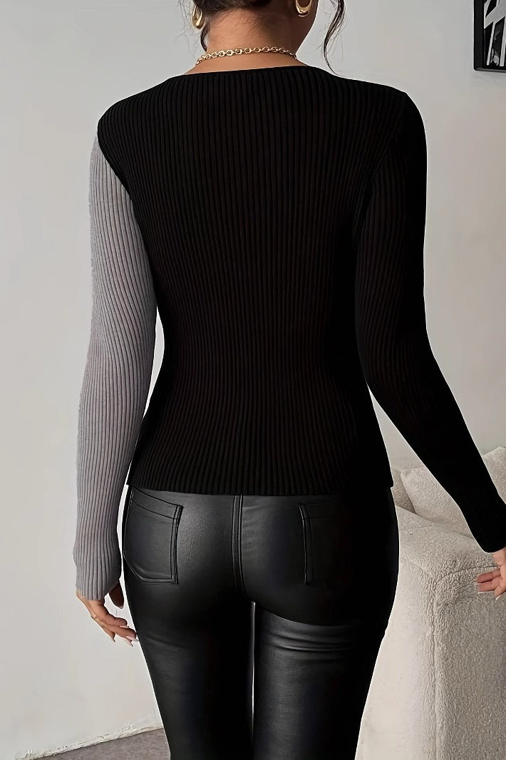 Colorblock Stripe Knit Sweater