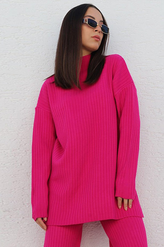 Elegant High Neck Knit Sweater