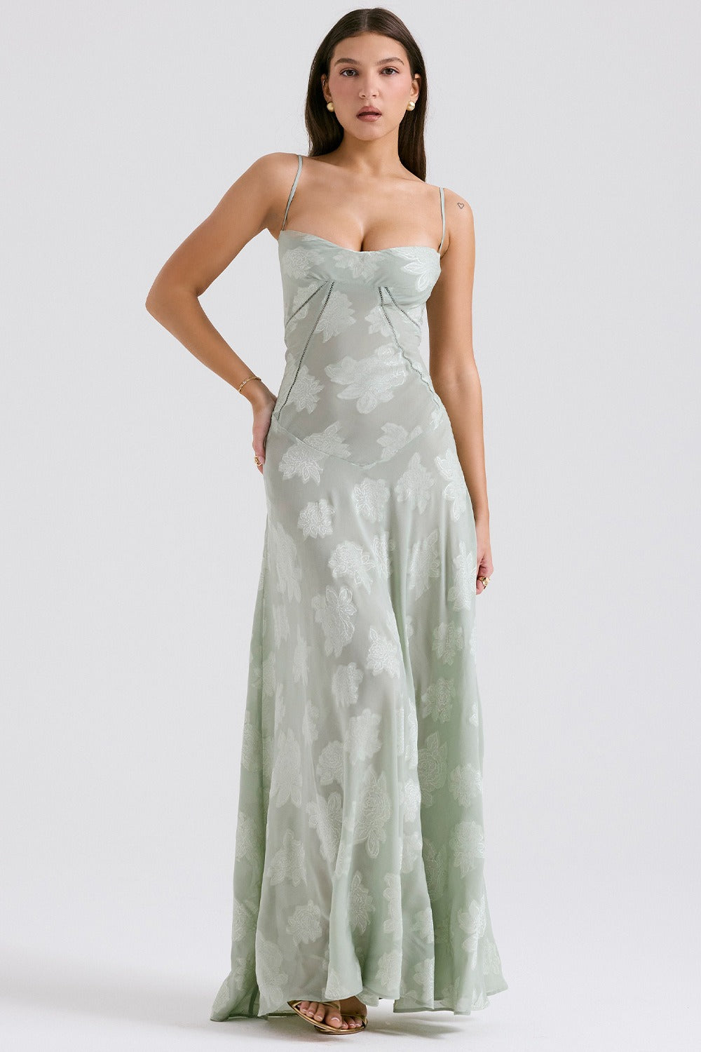 Lace Ribbon Romantic Style Maxi Dress