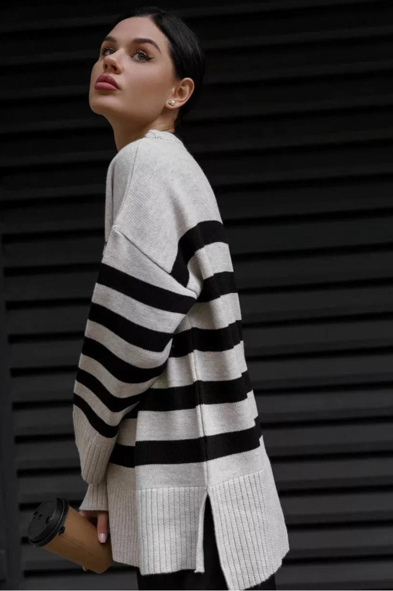 Loose Striped Knit Sweater