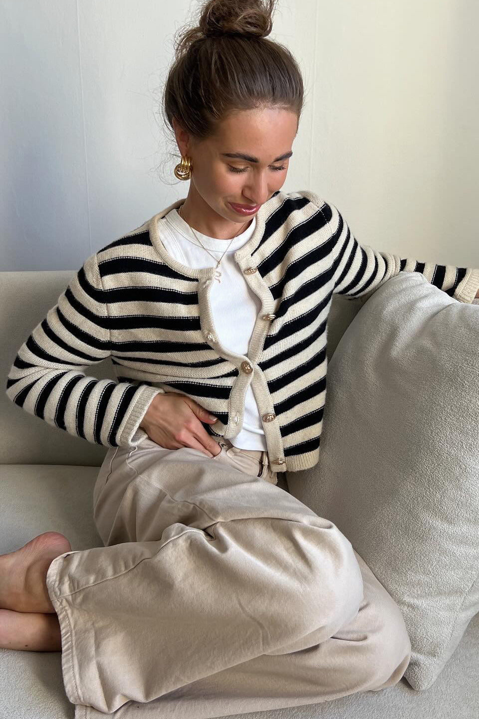 Light Striped Knit Cardigan